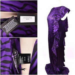 Thomas Wylde 100% Silk Satin Dress Gown Zebra